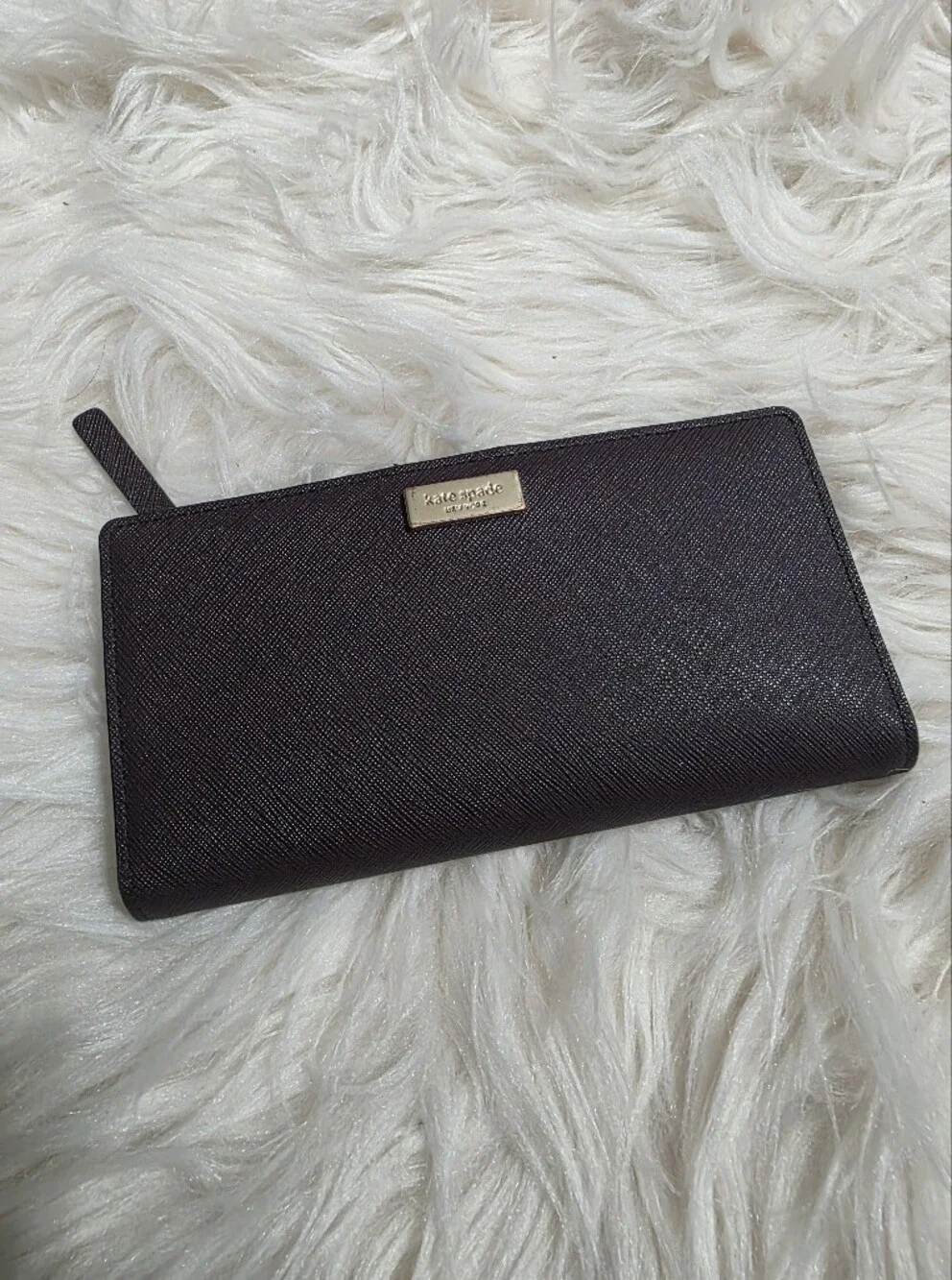 Kate Spade Deep Plum Leather Zip Continental Wallet